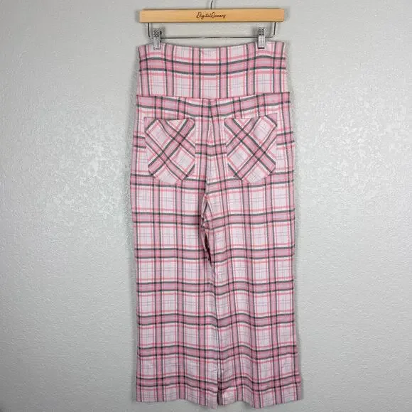 CAbi Playdate Crop Jacket + Pant Set Plaid Cheer Pink M Coquette Preppy Spring - Picture 5 of 16